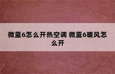 微蓝6怎么开热空调 微蓝6暖风怎么开